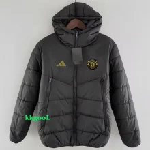 24-25 Man Utd Black Hooded Cotton Coat #棉衣