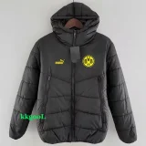 24-25 Dortmund Black Hooded Cotton Coat #棉衣