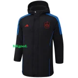 24-25 Spain Black Hooded Windbreaker Fabric Cotton Coat #G233