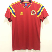 1990 Colombia Away Red  Retro Soccer Jersey
