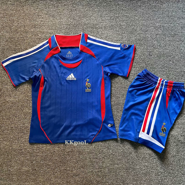 2006 France Home Kids Retro Soccer Jersey