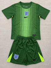 25-26 England Green Goalkeeper Kids Soccer Jersey