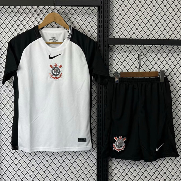 25-26 Corinthians Home Kids Soccer Jersey