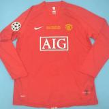2007-2008 Man Utd home Red long sleeve Retro soccer jersey (长袖)(决赛字)