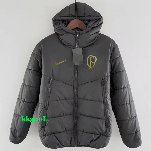 24-25 Corinthians Black Hooded Cotton Coat #棉衣