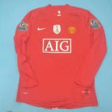 2007-2008 Man Utd Home Long sleeve Retro soccer jersey (长袖)