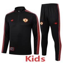 25-26 Man Utd Black Kids Half Pull Tracksuit #E2509(童装)(半拉链)