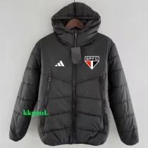 24-25 Sao Paulo Black Hooded Cotton Coat #棉衣