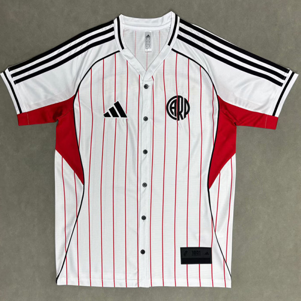 25-26 River Plate White Casual Edition Baseball Jersey