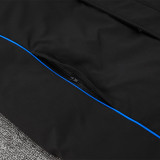 24-25 Italy Black Hooded Windbreaker Fabric Cotton Coat #G224