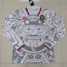 1998 Mexico Away White Long Sleeve Retro Soccer Jersey (长袖) 带小字