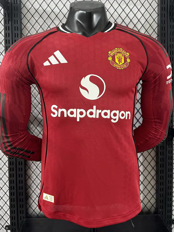 25-26 Man Utd Home Long Sleeve Player Version Soccer Jersey (长袖球员)