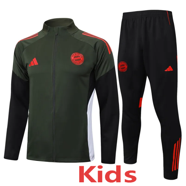 25-26 Bayern Dark green Kids Jacket Tracksuit #E2540(童装)