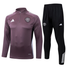 25-26 Man Utd Grey purple Half Pull Tracksuit #B2550(半拉链)