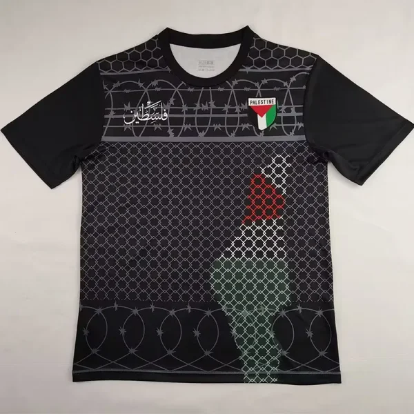 Palestina FC Red Black Retro Soccer Jersey (铁丝网)