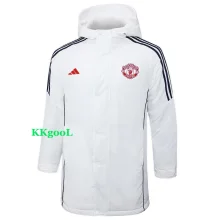 24-25 Man Utd White Hooded Windbreaker Fabric Cotton Coat #G219