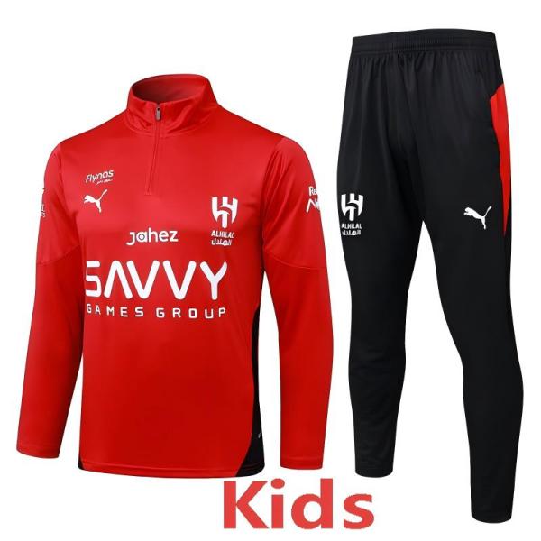 25-26 Al-Hilal Red Kids Half Pull Tracksuit #E25170(童装)(半拉链)