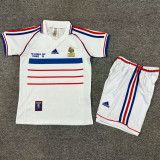 1998 France Home Kids Retro Soccer Jersey(带小字)