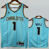 24-25 Hornets BALL #1 Blue City Edition Top Quality Hot Pressing NBA Jersey(V领)