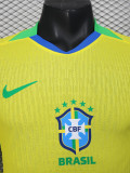 25-26 Brazil Home Long Sleeve Player Version Soccer Jersey (长袖球员)(带星)