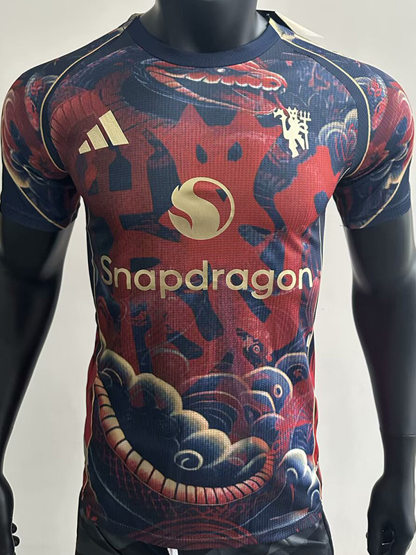 25-26 Man Utd Red Black Player Version Training shirts (蛇纹)