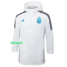 24-25 Argentina White Hooded Windbreaker Fabric Cotton Coat #G182(蓝标)