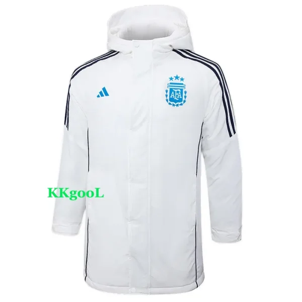 24-25 Argentina White Hooded Windbreaker Fabric Cotton Coat #G182(蓝标)