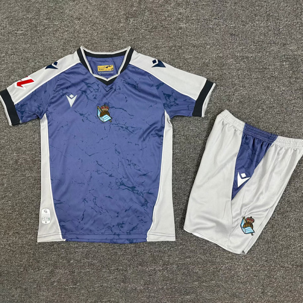25-26 Real Sociedad Away Kids Soccer Jersey