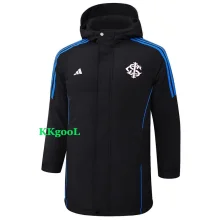 24-25 Internacional Black Hooded Windbreaker Fabric Cotton Coat #G196