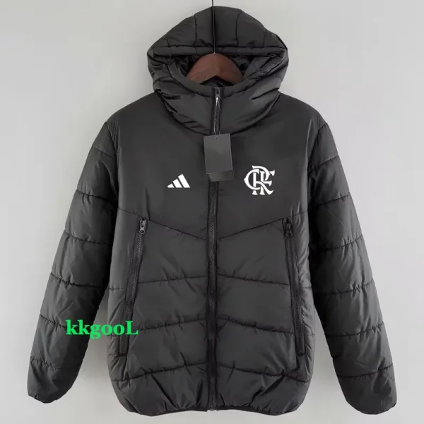 24-25 Flamengo Black Hooded Cotton Coat #棉衣
