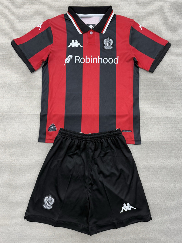 25-26 OGC Nice Home Kids Soccer Jersey