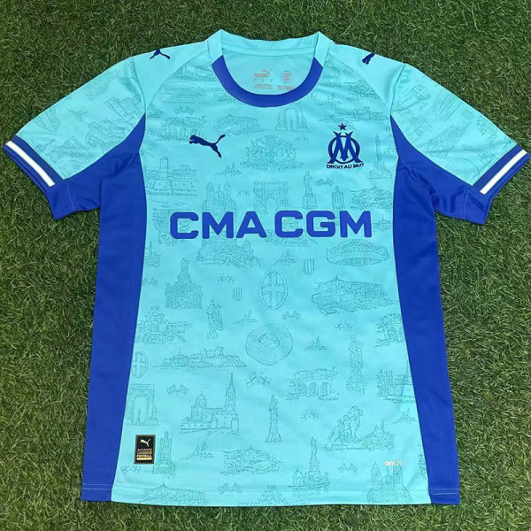 25-26 Marseille Lake blue Goalkeeper Fans Soccer Jersey