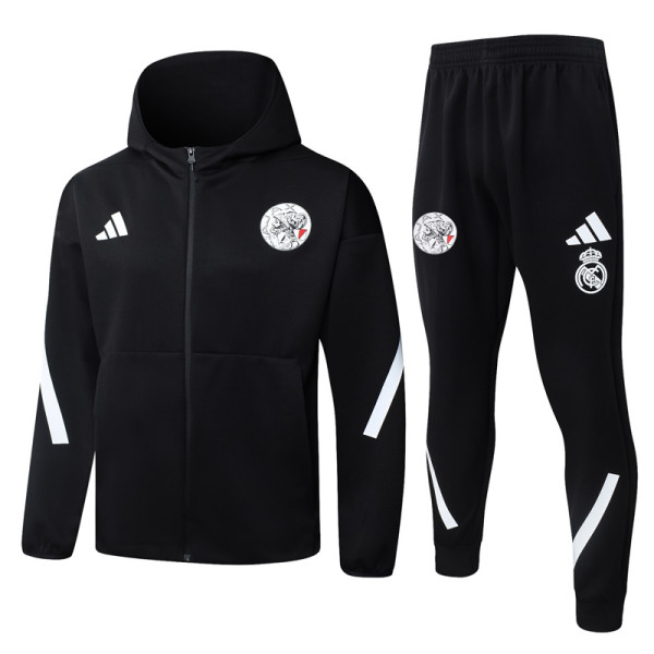 25-26 Ajax Black Hoodie Jacket Tracksuit #F639