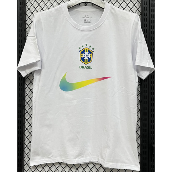 T296 Brazil White High Quality Casual T-Shirt
