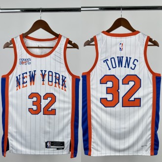24-25 KNICKS TOWNS #32 White City Edition Top Quality Hot Pressing NBA Jersey