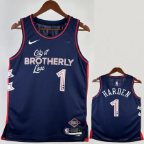 23-24 76ERS HARDEN #1 Dark Blue City Edition Top Quality Hot Pressing NBA Jersey