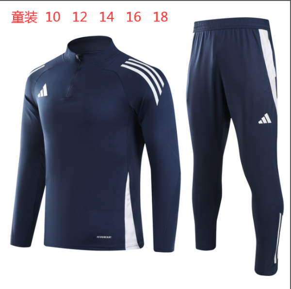 2024 AD Blue Kids Half Pull Tracksuit