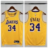 24-25 Lakers O'Neal #34 Yellow Top Quality Hot Pressing NBA Jersey(圆领)