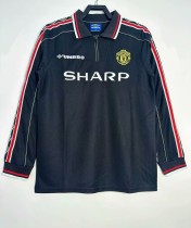 1998 Man Utd Black Long Sleeve Retro Soccer Jersey