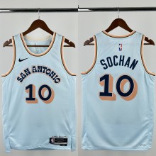 24-25 SA Spurs SOCHAN #10 Light blue City Edition Top Quality Hot Pressing NBA Jersey