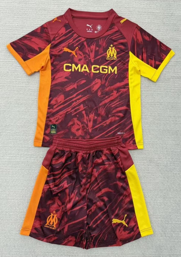 25-26 Marseille Red GoalKeeper Kids Soccer Jersey