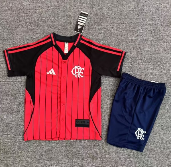 25-26 Flamengo Red Casual Edition Kids Baseball Jersey 1:1 Thai Quality