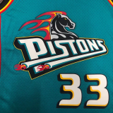 1998 Pistons HILL #33 Light blue Retro Top Quality Hot Pressing NBA Jersey