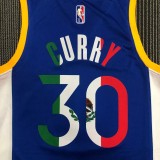 21-22 Warriors CURRY #30 'Mexico' Blue City Edition Top Quality Hot Pressing NBA Jersey
