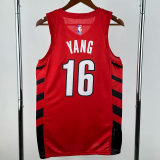 22-23 TRAIL BLAZERS YANG #16 Red Top Quality Hot Pressing NBA Jersey (Trapeze Edition)飞人版