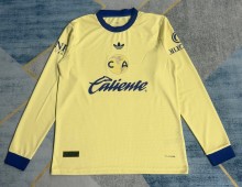 26-27 Club America Yellow 110th Anniversary Edition Long Sleeve Fans Soccer Jersey (长袖)*带广告