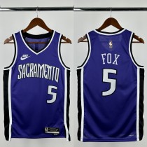 24-25 KINGS FOX #5 Purple Retro Top Quality Hot Pressing NBA Jersey(V领) 24-25 KINGS FOX #5 Purple Retro Top Quality Hot Pressing NBA Jersey(V领)