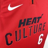 24-25 HEAT JAMES #6 Red City Edition Top Quality Hot Pressing NBA Jersey (V领）