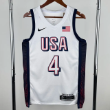 2024 Olympic Game USA CURRY # 4 White Basketball Jersey