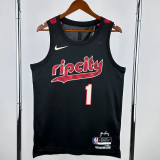23-24 Trail Blazers SIMMONS #1 Black City Edition Top Quality Hot Pressing NBA Jersey